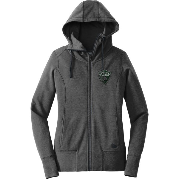 Lansing Senators New Era Ladies Tri-Blend Fleece Full-Zip Hoodie