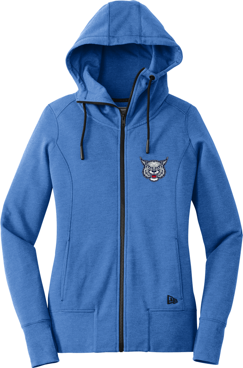 CT Bobcats New Era Ladies Tri-Blend Fleece Full-Zip Hoodie